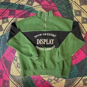 B+ AB Green and Black Colorblock Quarter Zip Sweater Size S